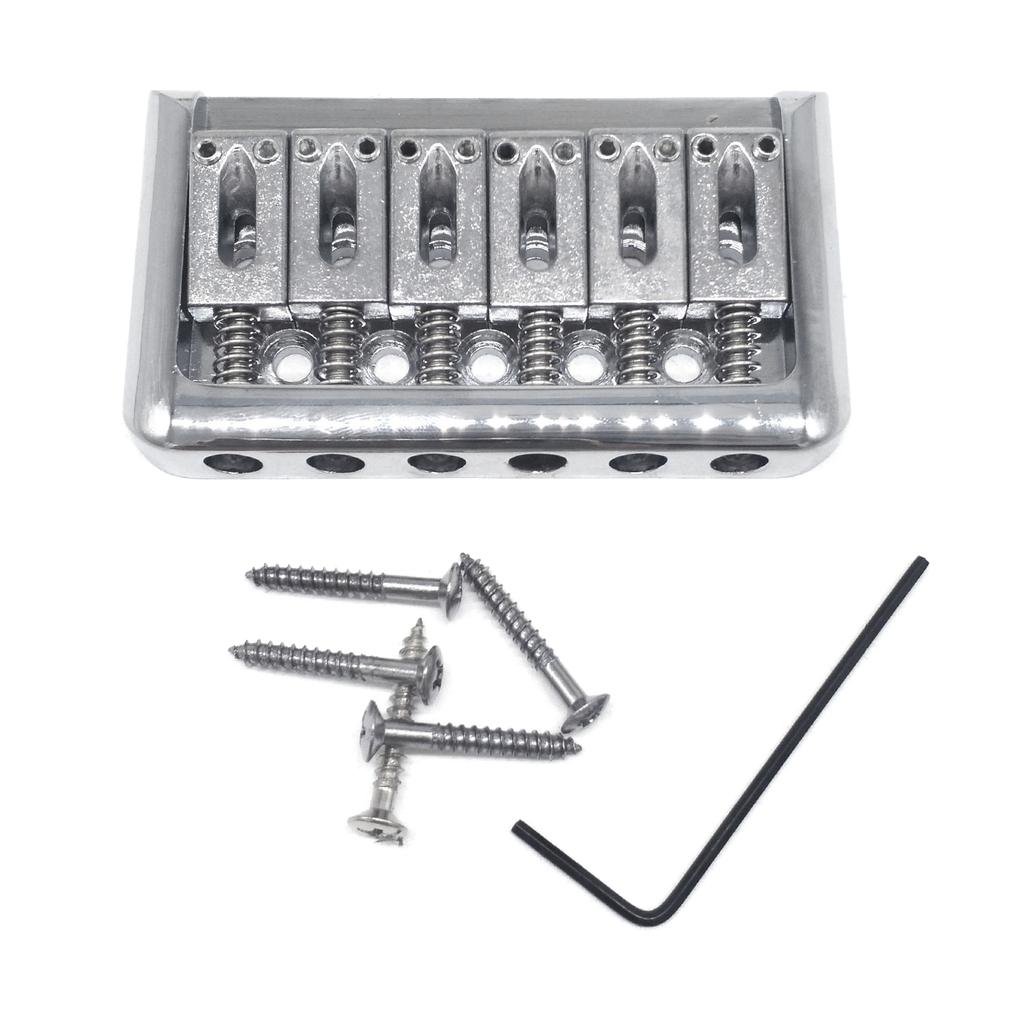 Adjustable 6 String Guitar Bridge with Wrench & Screws Metal Fixed Top Load Guitar Tailpiece Guitar Fixed Bridge