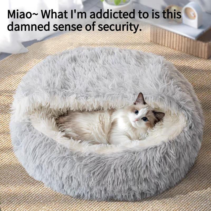 1 Stück Katzennest Winter warm kaltes Nest kleiner Hund Hundeschale Winter halbgeschlossen Herbstmatte warme Katze Bett