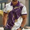 Summer Men's Fashion Short Sleeve Polo Shirt Marble Copywriting Design 3D Printed Outdoor Wear Comfortable Polyester Fiber