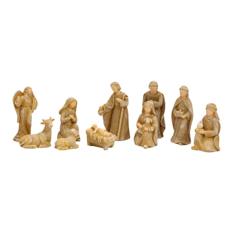 10 pz/set Scena Natività di Cristo Statuina Bambino Famiglia Mangiatoia Statuette Artigianato in Resina Miniature Ornamento Religioso Chiesa