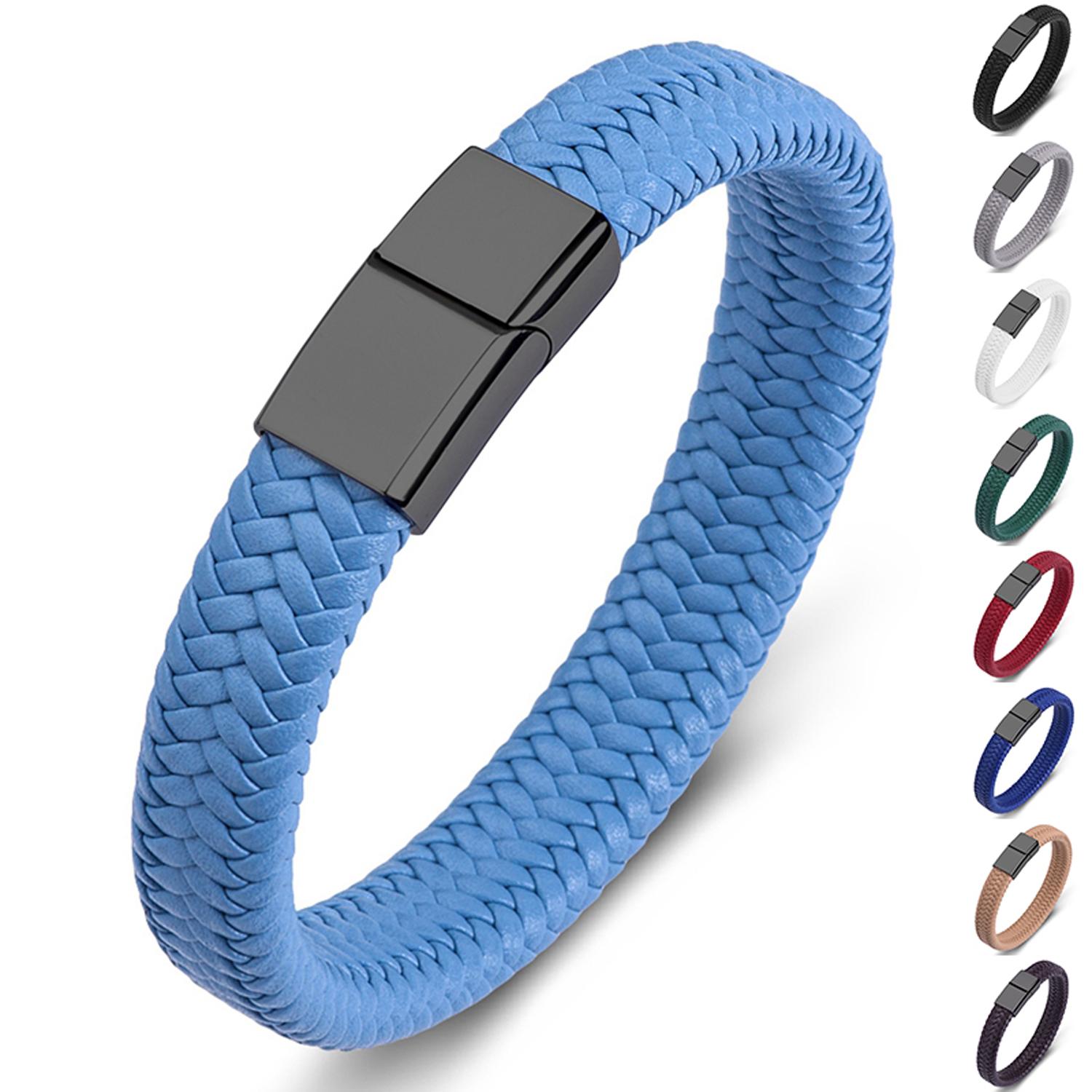 

Персонализированный кожаный браслет из титановой стали для мужчин и женщин