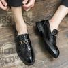 2024 New Quality Leather Men's Casual Shoes Brand Business Leather Shoes Crocodile Pattern Loafers Flat Soft Sole Driving Shoes