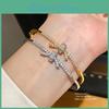 Bracciale di Rame alla Moda con Decorazioni in Zirconi per un Look Casual di Stile