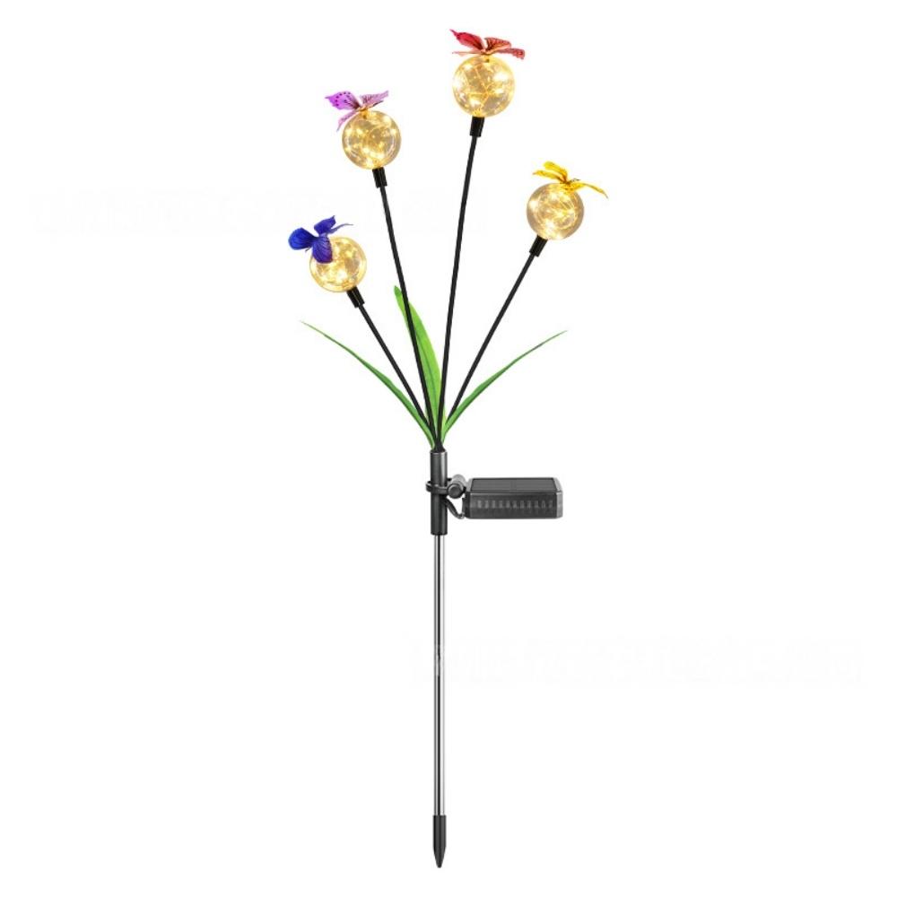 

Solar Powered Butterfly Glass Ball Lights - Outdoor Waterproof Decorative Stake Lights for Garden, Patio & Spring Decor теплим білим кольором