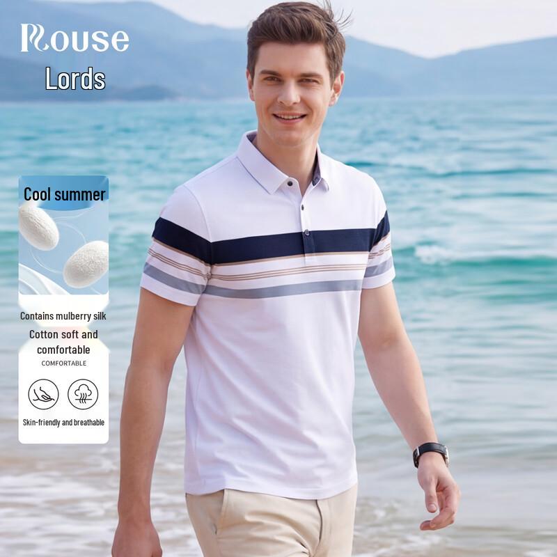 Luoz Men s Lightweight Silk Blend Short-Sleeve Polo Shirt 56