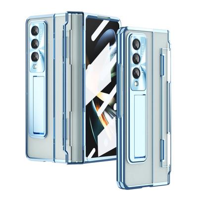 Slim Protective Case Galaxy Z Fold5 Fold4 Fold3 With Built-in Stand PC Hard Shell Electroplated Lens Cover