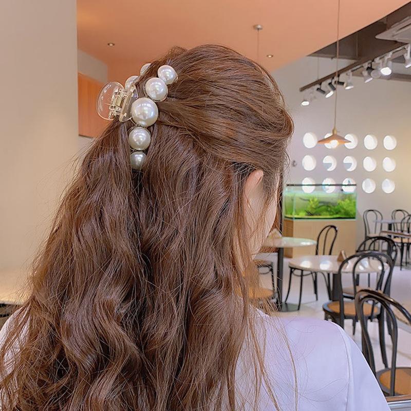 Simple Temperament Pearl Hair Clip for Woman Korean Shark Clip Girl's Ponytail Clip