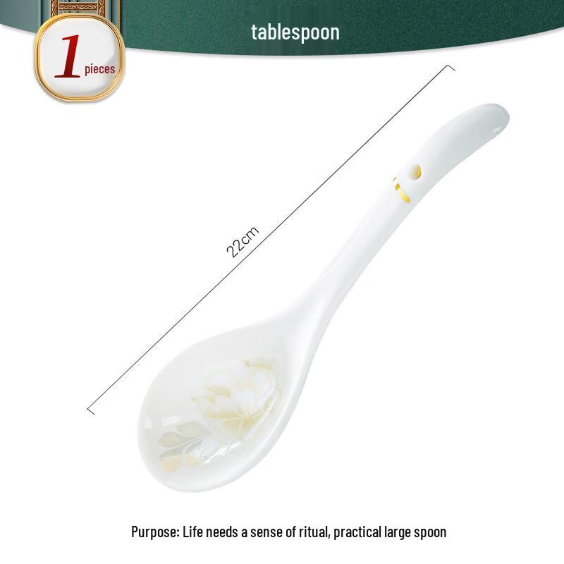 Tangshan Bone China Long Handle Soup Spoon - Ceramic Tableware Ladle Spoon