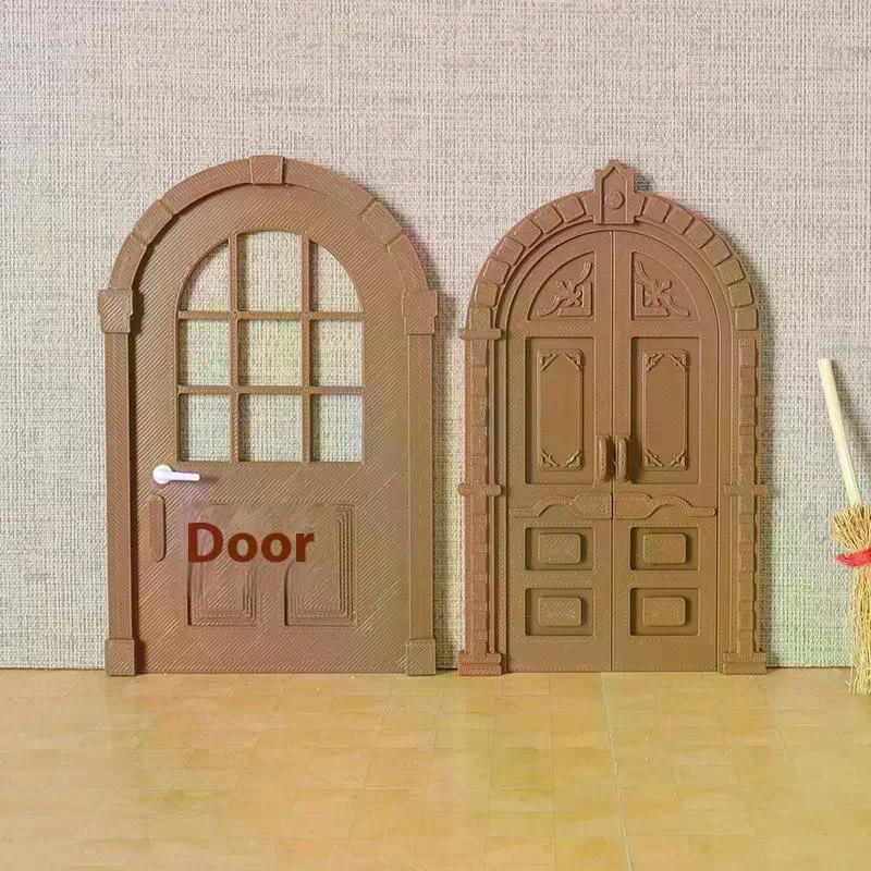 1/12 Dollhouse Mini Simulation European Style Door Model Funiture Accessories For Doll House Decor Kids Pretend Play Toys Gift