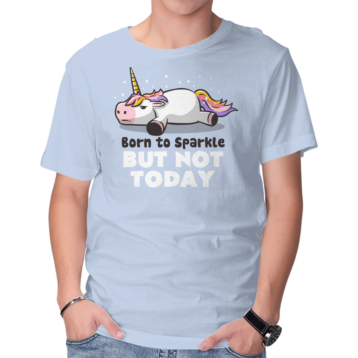 Unisex Crew Neck T-Shirt Born To Sparkle Graphic Short Sleeve Casual Tee S