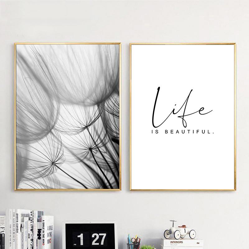 Dandelion Canvas Painting Quote Wall Picture Home Decor Landscape Plant Art Posters Life Forever Quote Art Prints HD2800