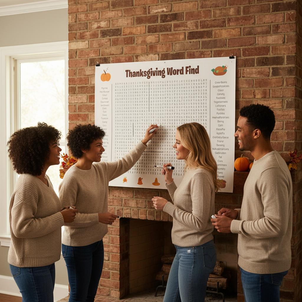 Jumbo Thanksgiving Christmas 31.5x20in Wall Game Holiday Fun Family Activity for Christmas Word Scavenger Puzzle Decor