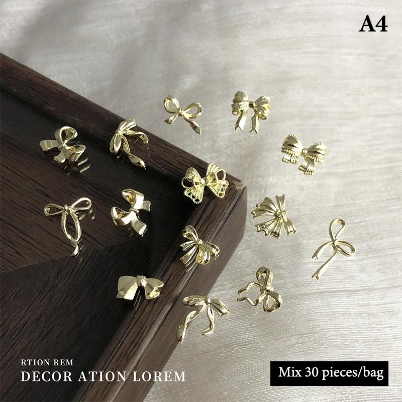 30/60 шт. 3D-шармы из сплава для дизайна ногтей Кавайный бант-лента Украшения из страз Роскошные DIY-аксессуары для ногтей