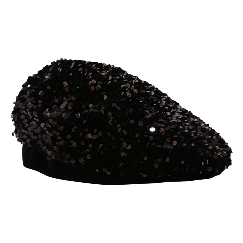 Pailletten Baskenmütze Modische Französische Baskenmütze Elegante Winter Herbst Mütze Damen Winter Kopfbedeckung Für Partys Outdoor Reisen
