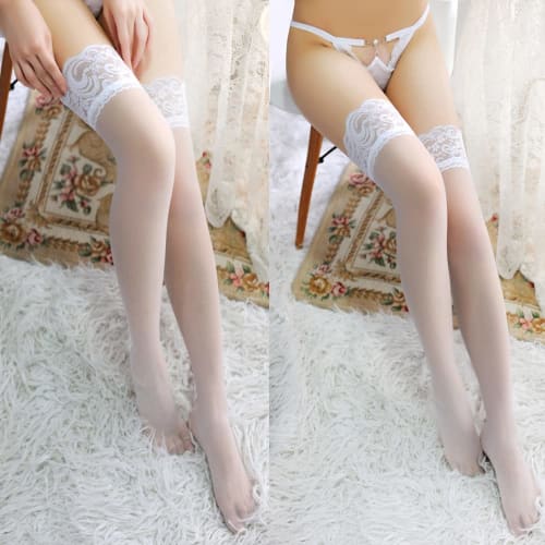 DFsucces Knee-High Socks for Costumes, Cosplay, and Uniforms, with Lace, Highly Stretchy, Sheer, Breathable, and Cute Designs for School and Commuting