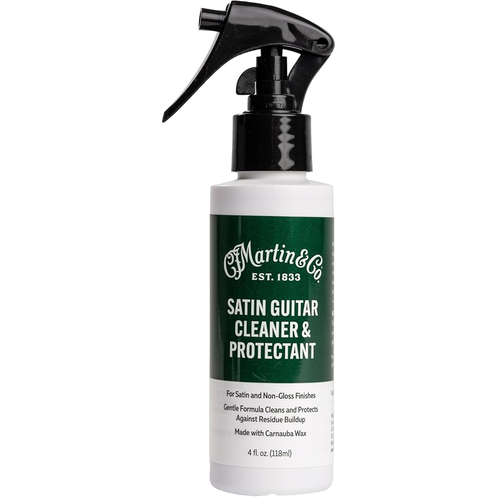 Martin Satin Guitar Cleaner & Protectant – 4 oz Spray Bottle 18A0135 | Cleans and protects without adding shine | Contains carnauba wax for a satin fi