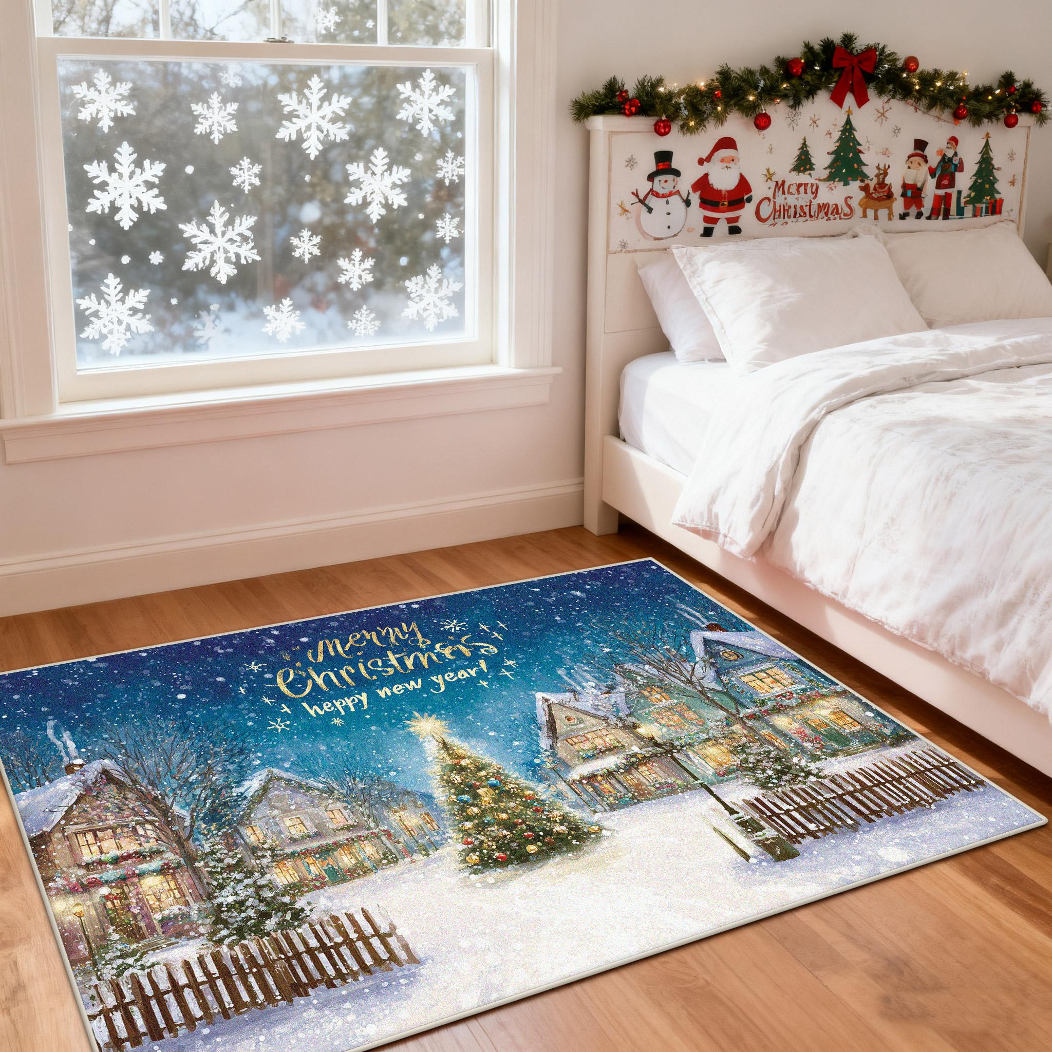 

Christmas Bedroom Bedside Carpet for Living Room Nursery Office Decoration Non-slip Floor Mat Children s Room Entrance Door Mats 60x90cm