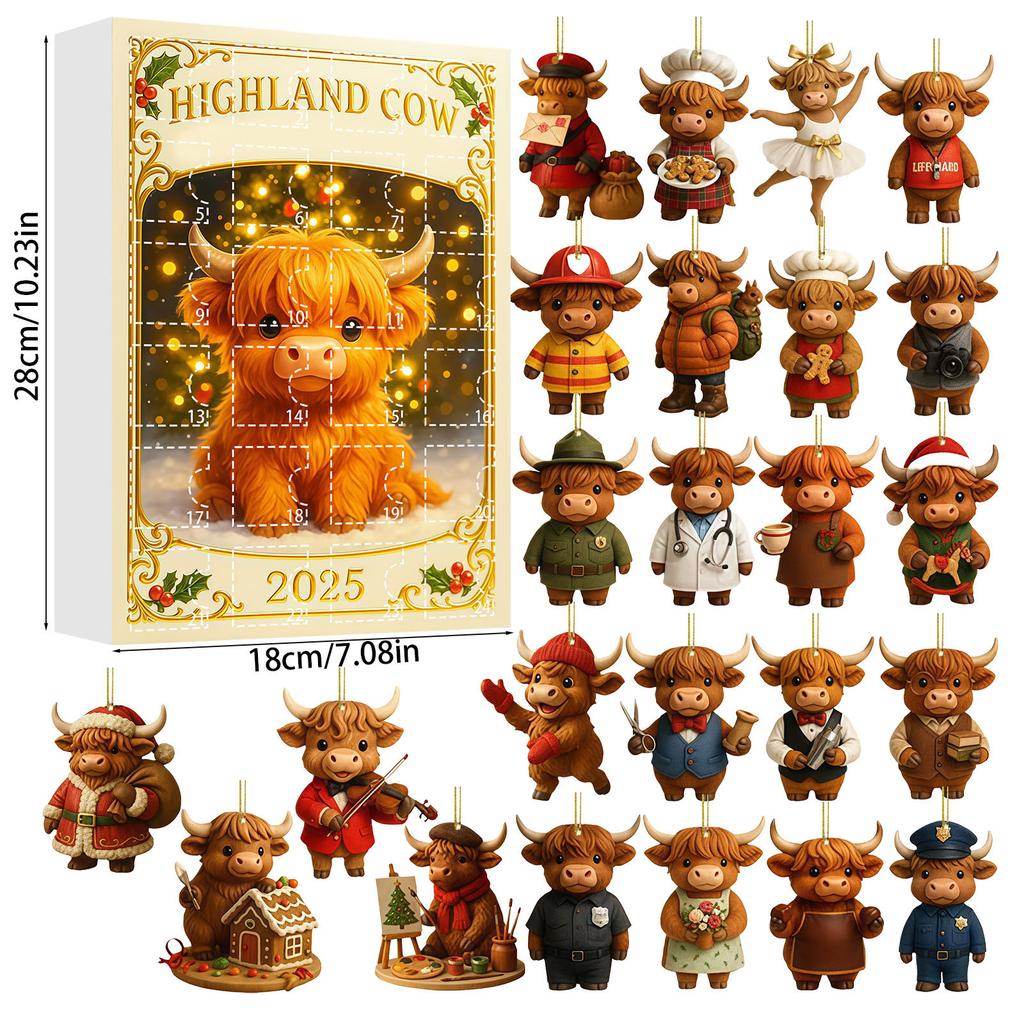 Christmas Advent Calendar Blind Box Animal Pet Series Acrylic Pendant Christmas Tree Decor Surprise Gift 12 Pack