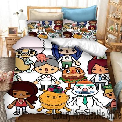 Stampa 3D Gioco Toca Life World Cartoni Animati Set Biancheria da Letto Matrimoniale Singolo King Copripiumino Piumone Federa Bambini Ragazze Adulti Camera da Letto