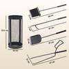 5-Piece Fireplace Tools Set with Mesh Basket, Indoor Outdoor Fireside Accessories for Fireplaces, Fire Pits, Black