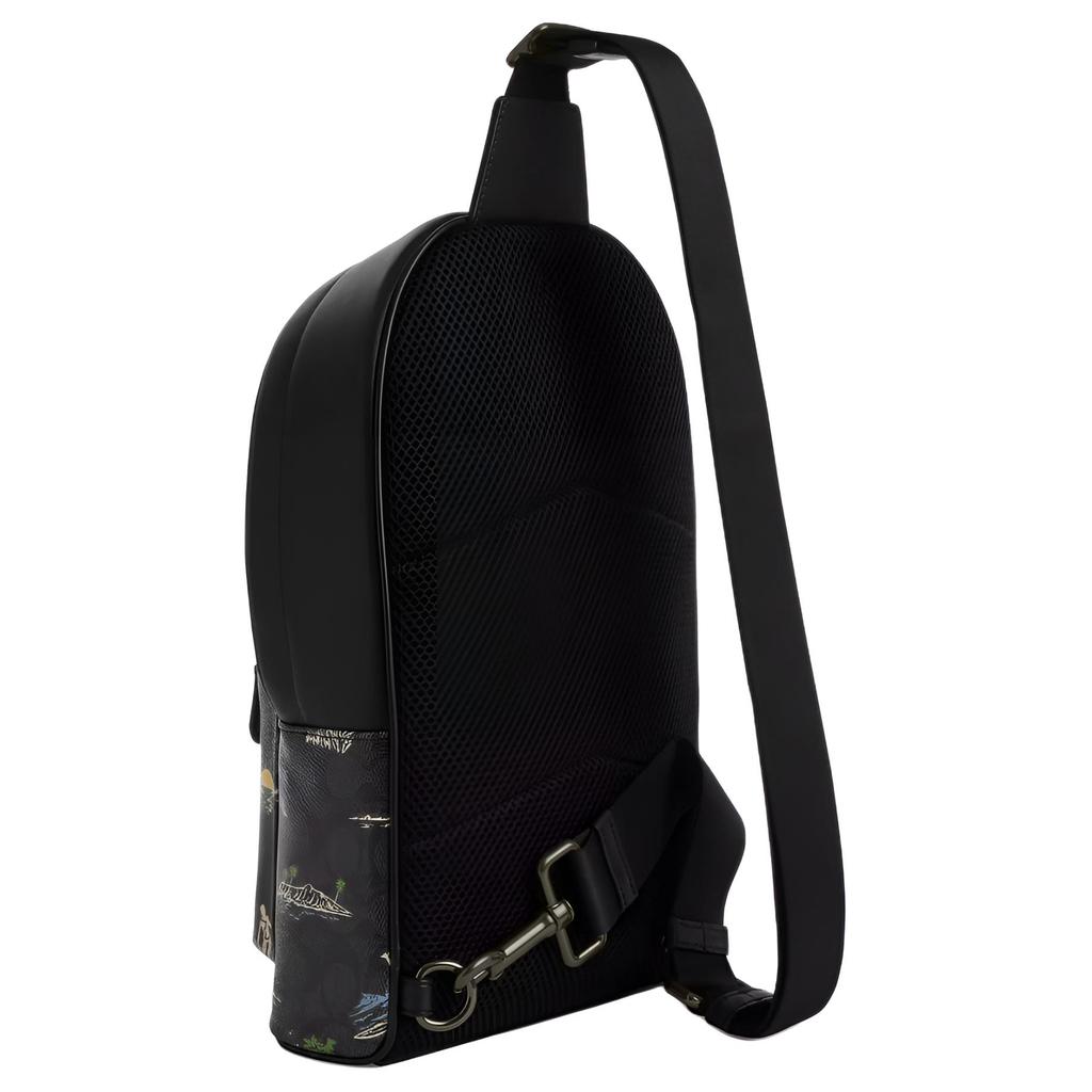 Coach Waist 19 Surf Print Brand Logo Signature Coated Canvas And Smooth Calfskin Waist Bag Small Unisex Waist Bag Black CBJ12-QBA5F