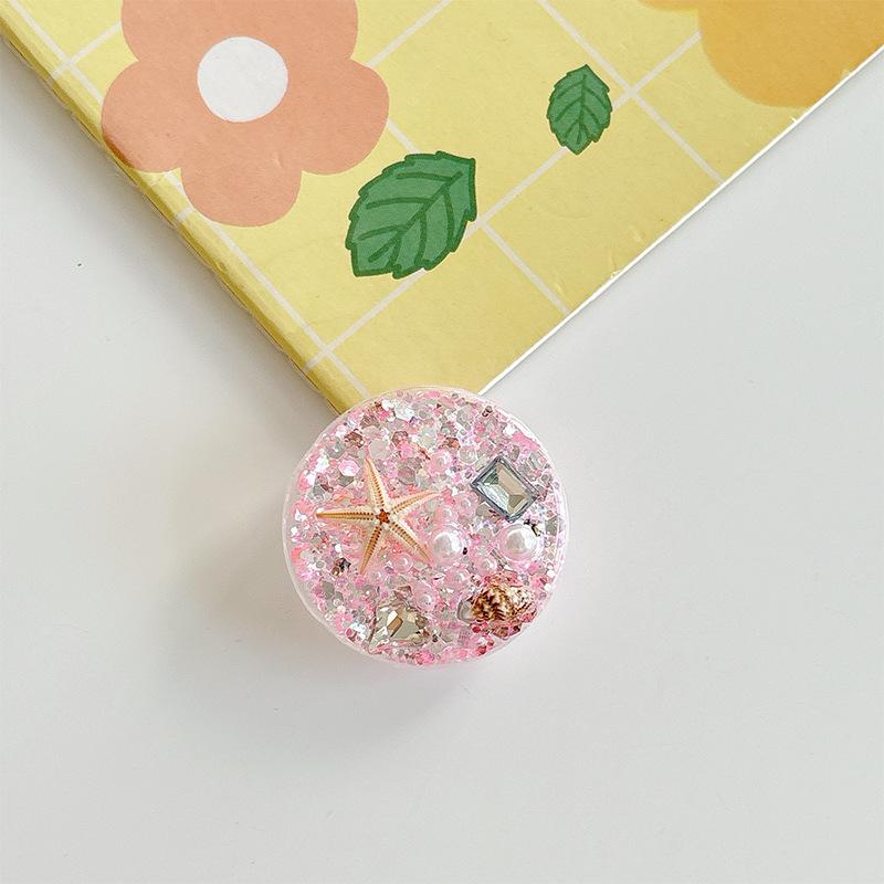 

Small Fresh Ocean Starfish Snail Shell Mobile Phone Airbag Holder Paste Epoxy Round Glitter Sequin Ring Buckle