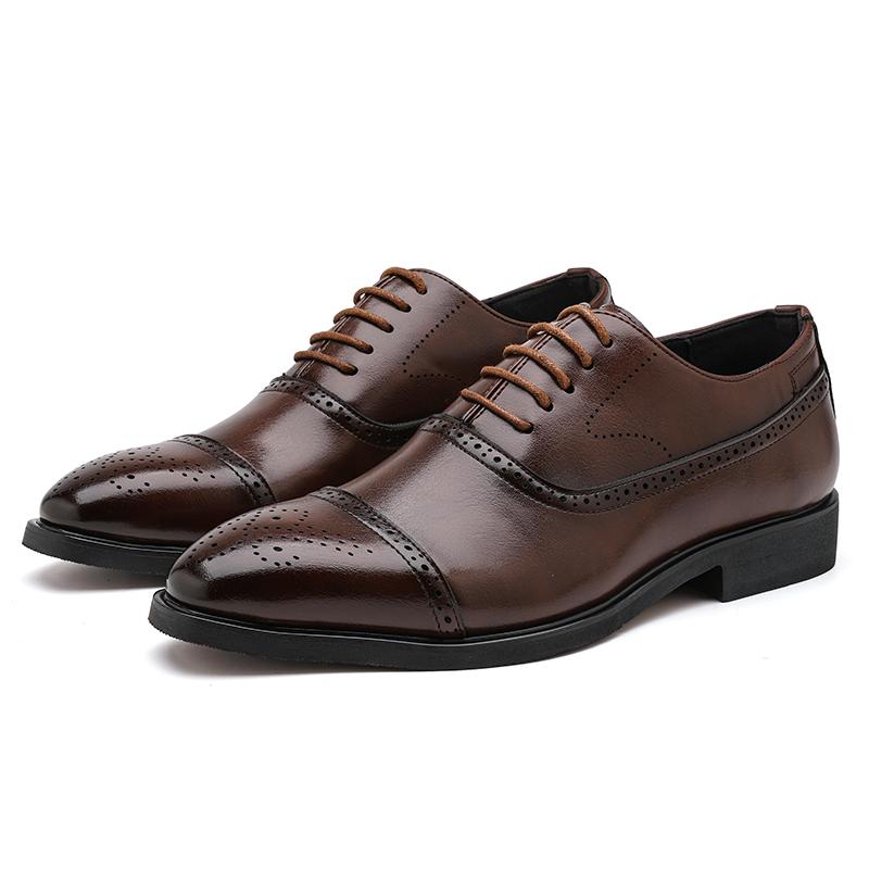 Fashion Size38-48 Vintage Men Business Formal Shoes Men Lace-up Business Office High-quality Brogue Leather Shoes Wedding Banquet Shoes