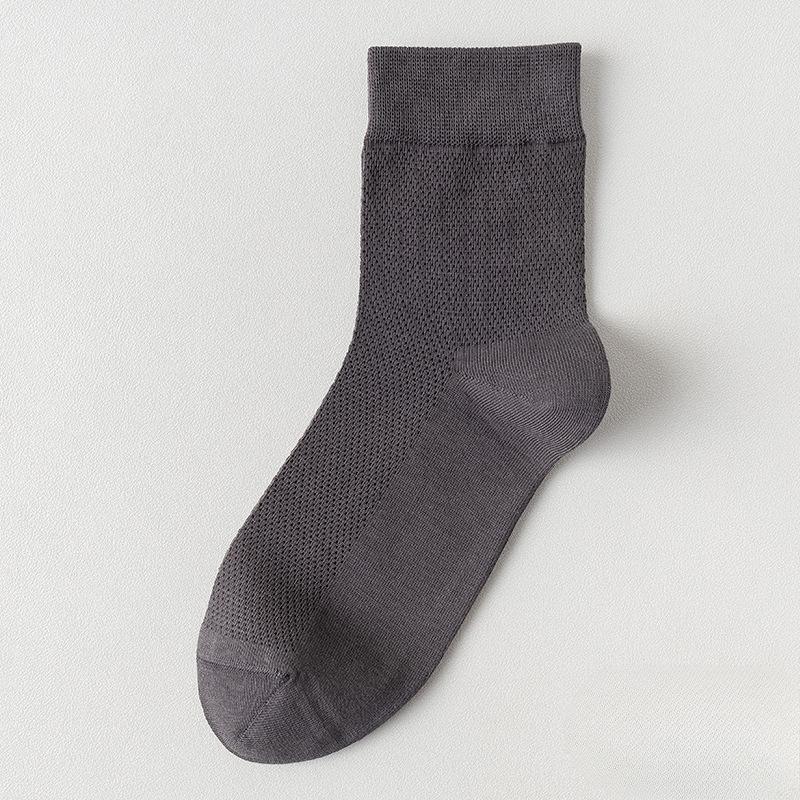 Men Spring and Summer Thin Cotton Pure Color Mesh Anti Bacterial Deodorant Socks
