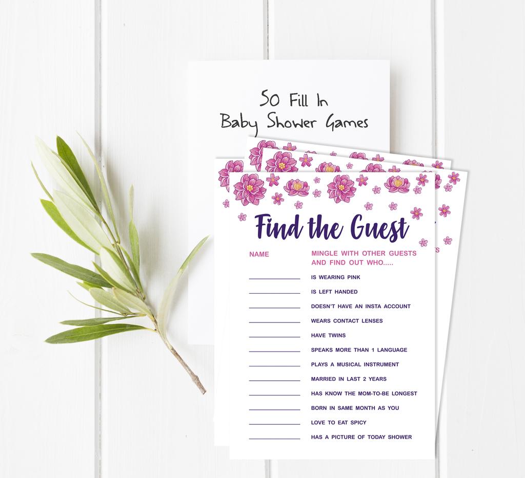 Inkdotpot Baby Shower Game Set Of 50 BabyA  AlphabetA  ABCA  Game Unicorn Floral Party