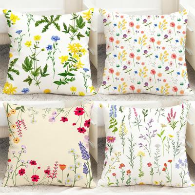 Fashion S-SSpring Wildflowers Cushion Cover Comfortable Reversible Pillow Cover Ideal for Car Sofa Bedroom & Beyond