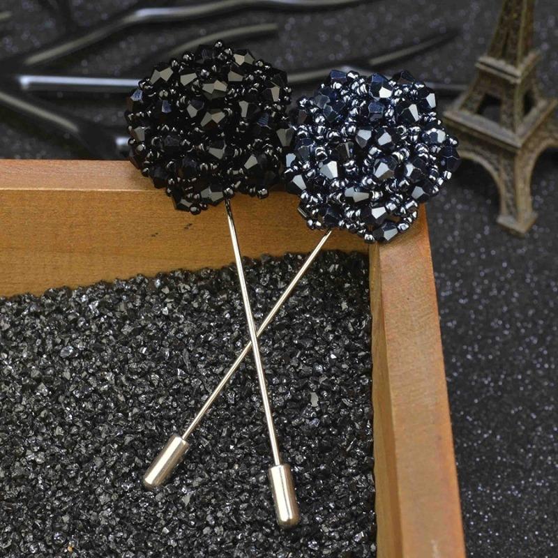 Fashion Crystal Flower Men's Brooches Long Brooch Pins Handmade Men's Lapel Pin for Suits Rhinestone Men Fashion Jewelry