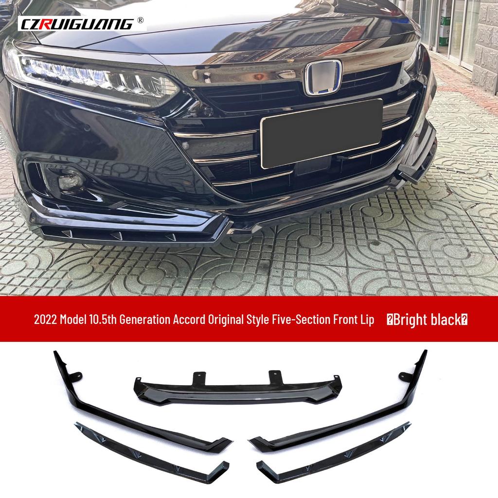 Compatible 2022 Honda Accord 10.5th Gen Aerodynamic Kit: Front Lip, Side Skirts, Rear Spoiler.