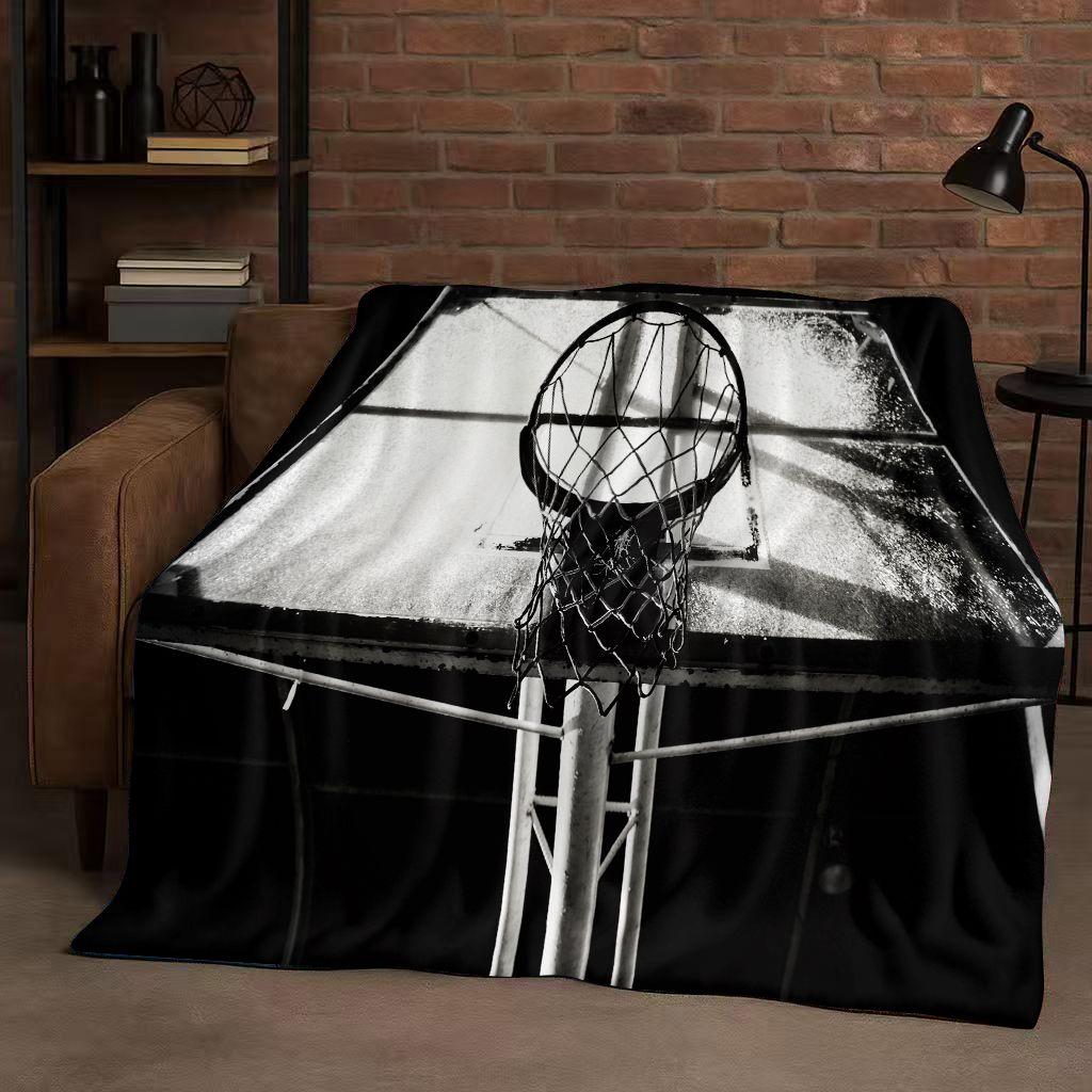 2026 New Basketball Court Art Flannel Blanket,Ultra Soft Warm Plush Throw for Home Bedroom Bed Sofa Cover Travel Camping Gift