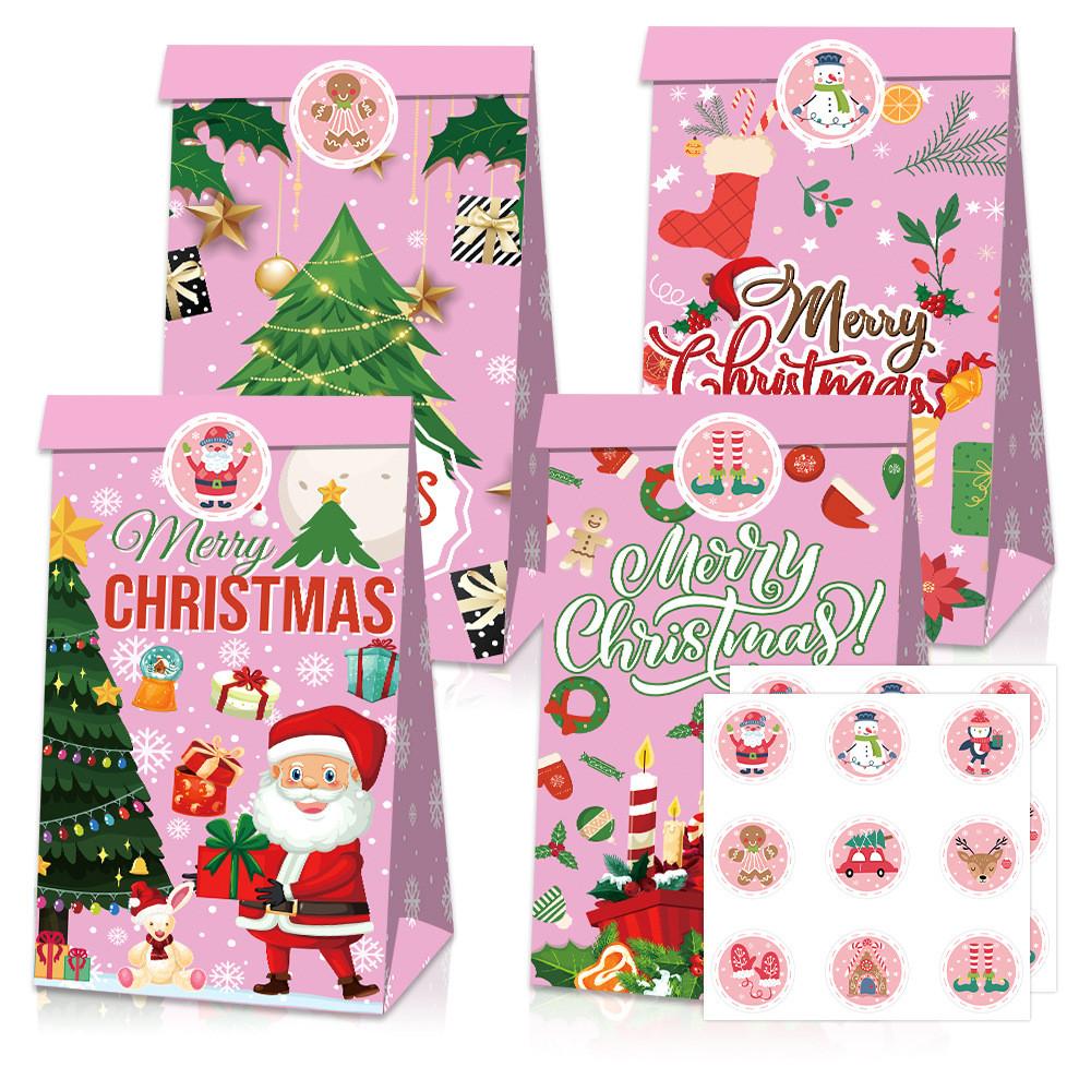 Food Christmas Candy Packaging Bags Holiday Party Decor With Stickers Adhesive