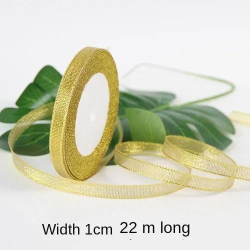 25yards/roll Gold Silver Metallic Glitter Ribbons for Apparel Garment DIY Accessories Crafts Sewing Fabric  Supplies Gift Wrap