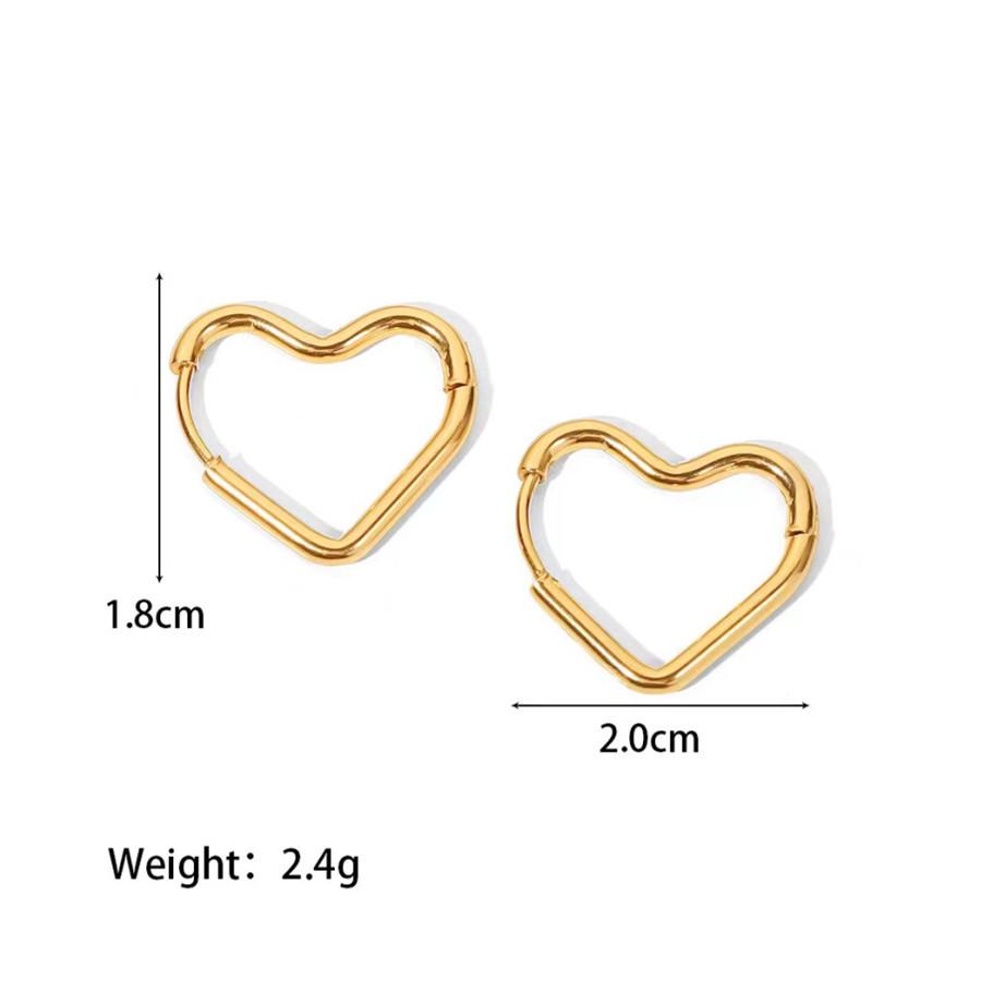 18K Gold Plated Stainless Steel Heart Stud Earrings for Women – Simple Geometric French Style Accessories