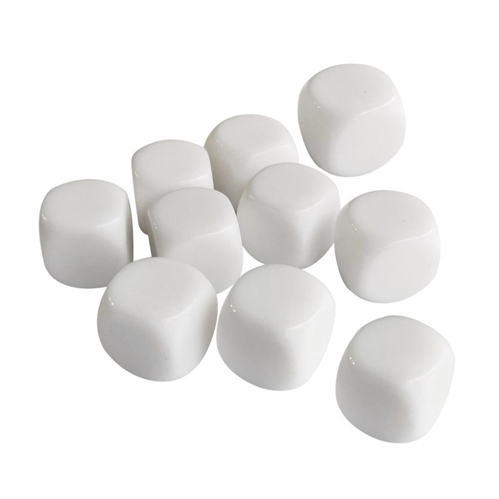10Pcs Blank Acrylic Dices Cube 16mm Round Six Sided Dices for Board Game, DIY Sticker, Math Counting Teaching