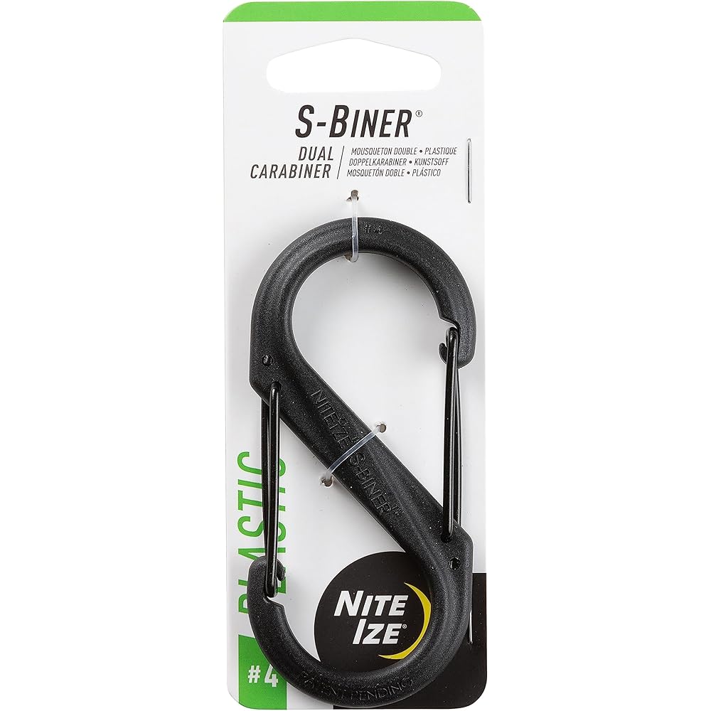 Nite Ize S-Biner Plastic Carabiner #4 Black/Black 3.5 inch Multi-Use Clip
