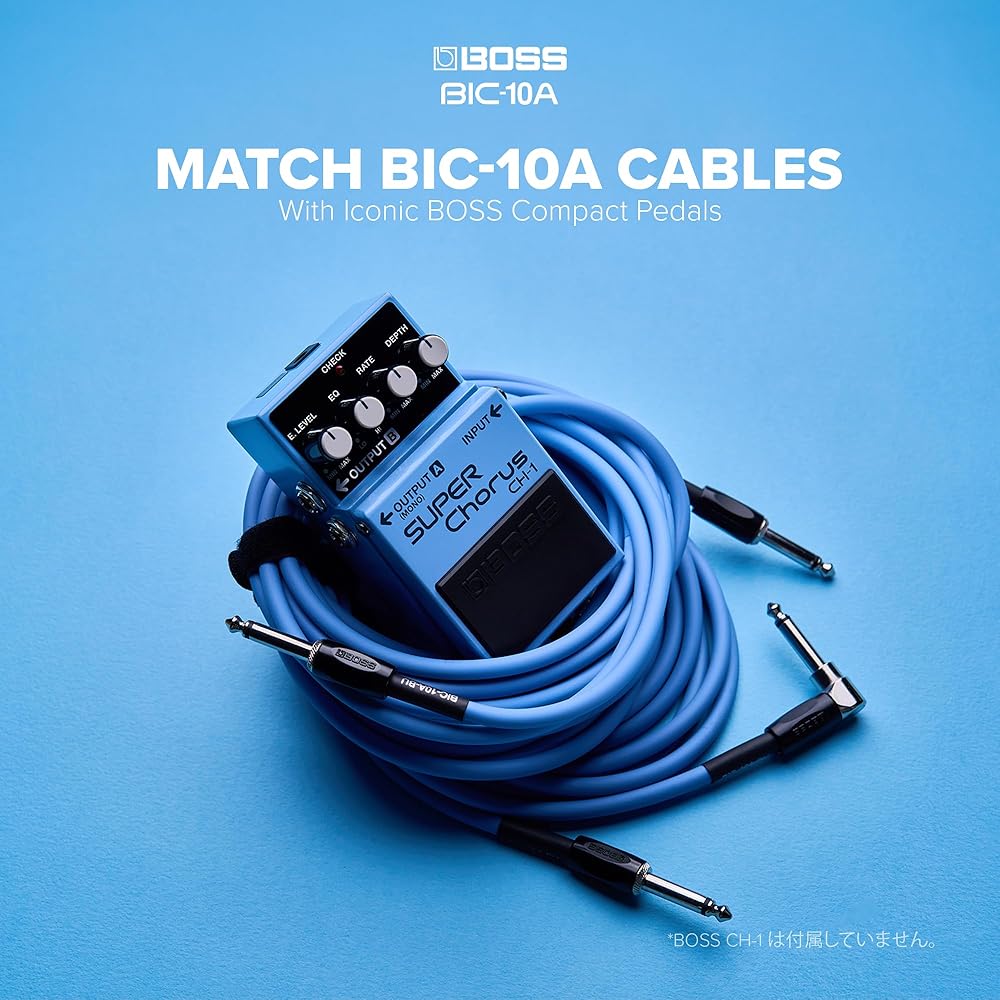 BOSS BOSS Guitar Cable BIC-10A-BU Perfect for Connecting Guitar/Bass To Effectors and Amps, BU Blue