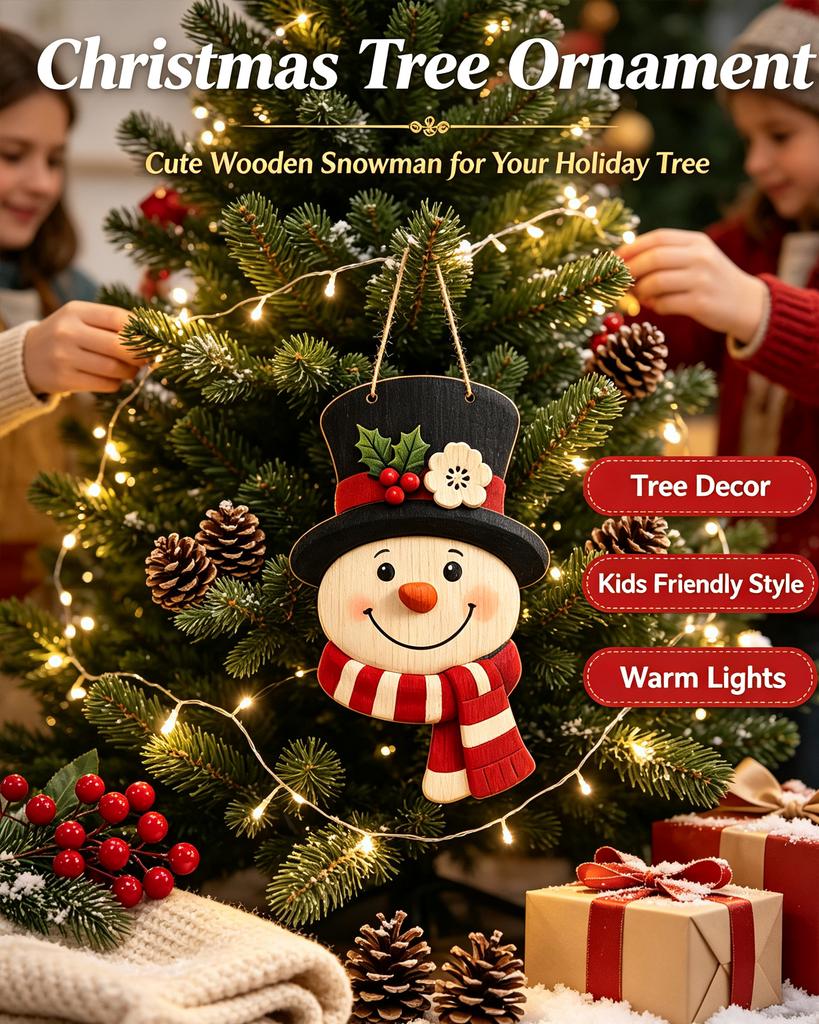 New Christmas snowman pendant wooden holiday decoration Christmas tree party cartoon ornament