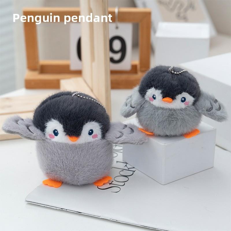 Soft Cute Grey Penguin Plush Toy Keychain With Pp Cotton For Bags Students And