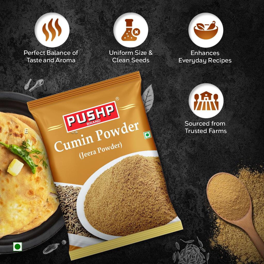 Pushp Jeera Powder Pure Natural Ground Cumin Rich Aroma For Authentic Indian Cooking Daily Meals Versatile Spice 200g (Pack of 2)Pack Of 2