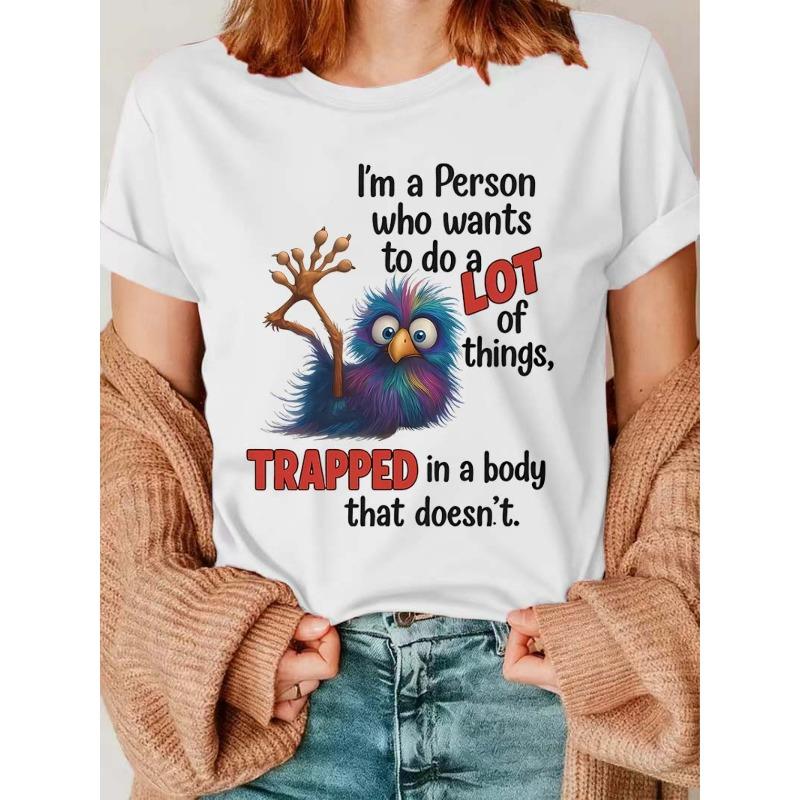 European Size Plus Size, Women s Casual Fashion Printed T-Shirt in Sizes 0-8XL, Fitted for Daily Outings. S