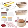 Rattan Bread Proofing Basket Set with Dough Mixer, Scraper & Silicone Brush