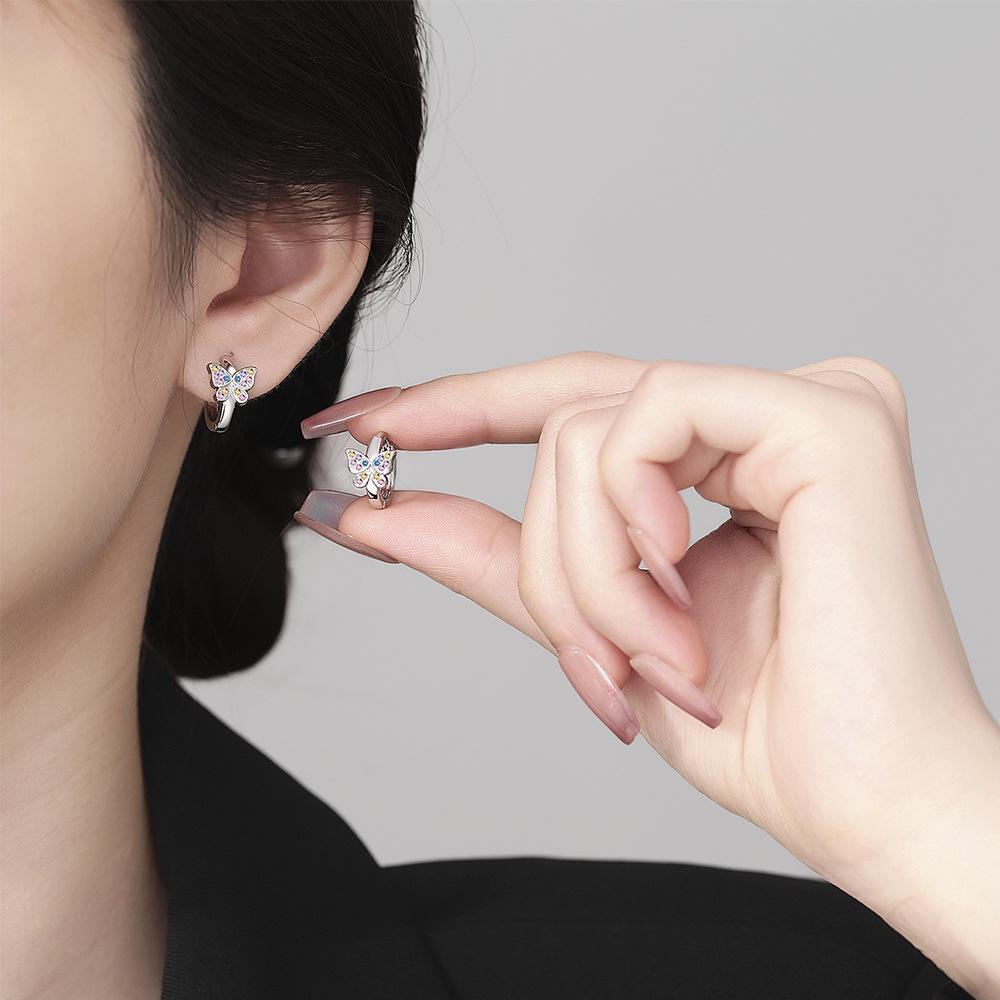 Women's Colorful Zircon Bow Earrings