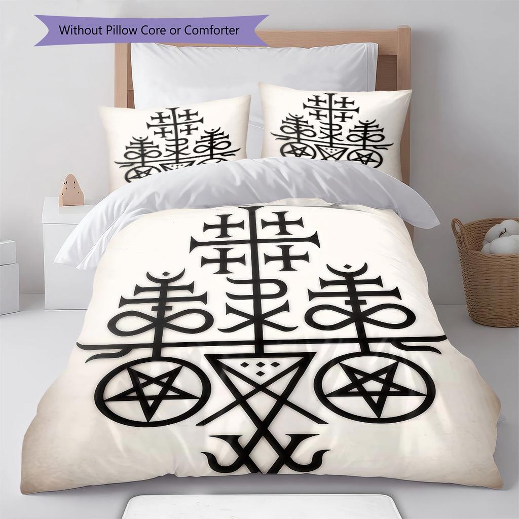 Satan Symbol Mönster Sängkläder, Täcke Set Täckeöverdrag Örngott Hemma Födelsedagspresent (1 * påslakan + 2 * örngott, utan kärna)