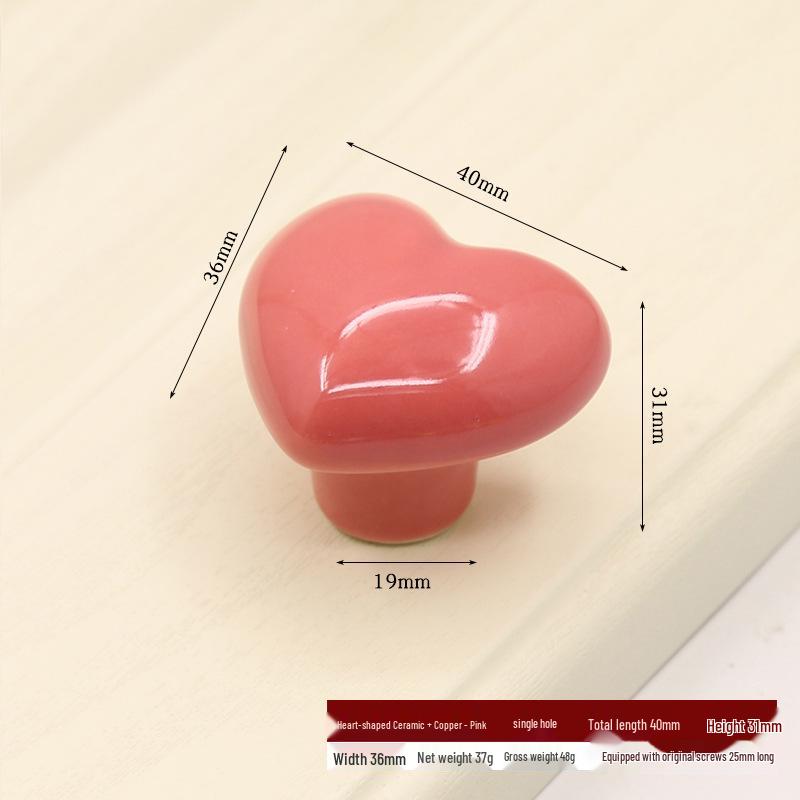 Colorful Heart-Shaped Ceramic Drawer Handle