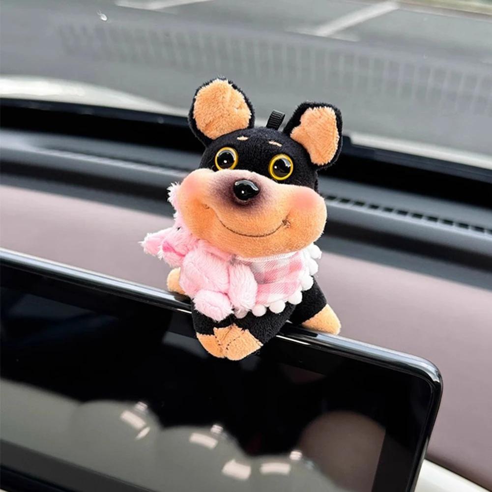 Car Dashboard Plush Bee Dog Ornaments Center Console Cute Doll Decoration Auto Accessories for Woman Girl Home Office Gifts