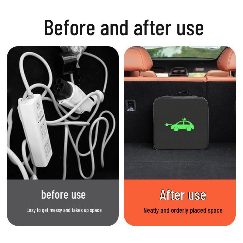 Portable Waterproof Charging Cable Storage Bag - Flame Retardant & Shockproof for EV Chargers