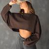 Felpa Corta da Donna Girocollo Manica Lunga Casual Streetwear Top